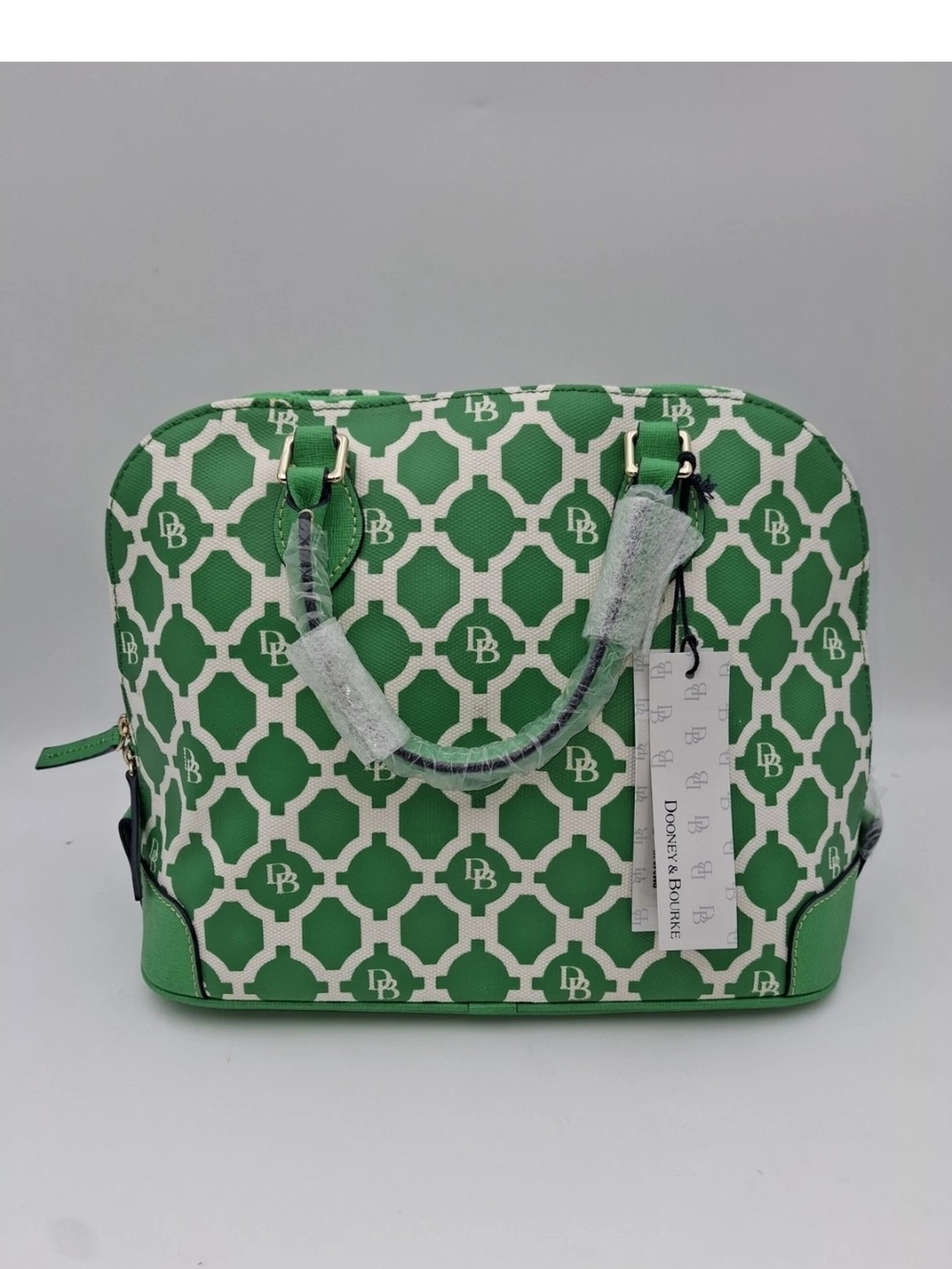 Dooney & Bourke Green and White Printed Satchel